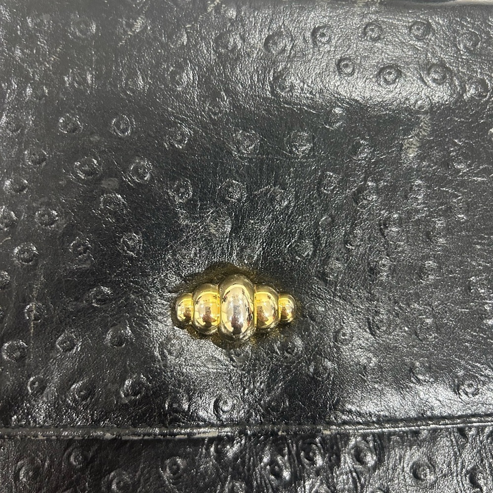 Giani Bernini Ostritch Leather Satchel with Gold Accent - Picture 2 of 12